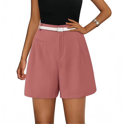 Elastic High Waist Wide Leg Casual Shorts