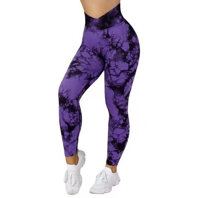 Leggings sans couture tie-dye pour femmes, pantalons de yoga push-up, leggings de sport, fitness, course à pied, gym
