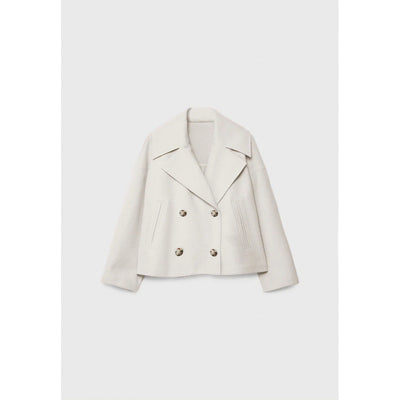 Veste blazer à revers croisé, manteau court en laine ample et élégant pour femme