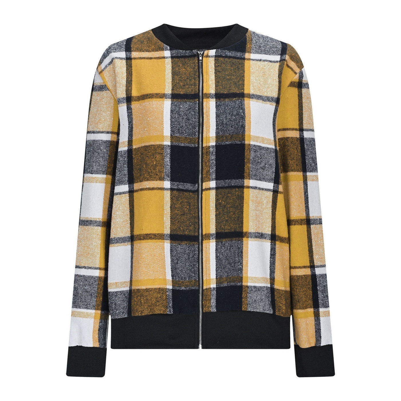 European And American Autumn And Winter Plaid Baseball Jacket Jacket