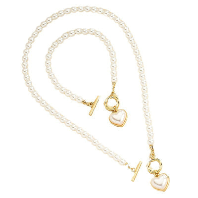 Love Pearl Necklace & Bracelet Set
