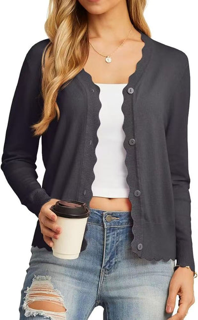 Manteau cardigan court en tricot tendance